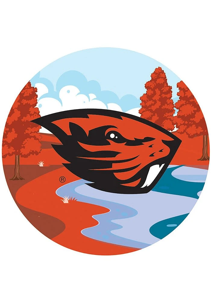 Oregon State Beavers Landscape Circle Sign - Orange