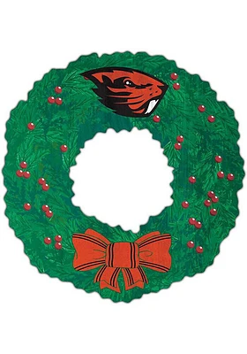 Oregon State Beavers Team Wreath 16 Inch Sign - Orange