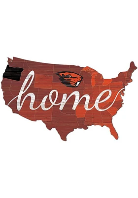 Oregon State Beavers USA Shape Cutout Sign - Orange