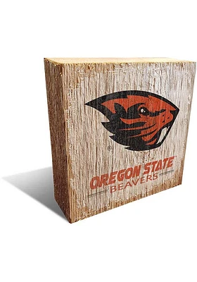 Oregon State Beavers Logo Block Sign - Orange