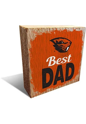 Oregon State Beavers Best Dad Block Sign - Orange