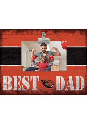 Oregon State Beavers Best Dad Striped Clip Picture Frame - Orange
