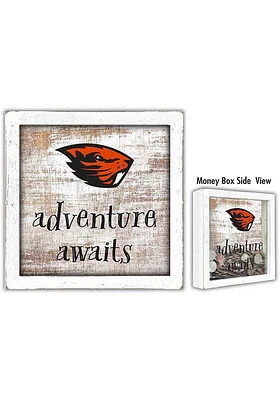 Oregon State Beavers Adventure Awaits Box Sign - Orange