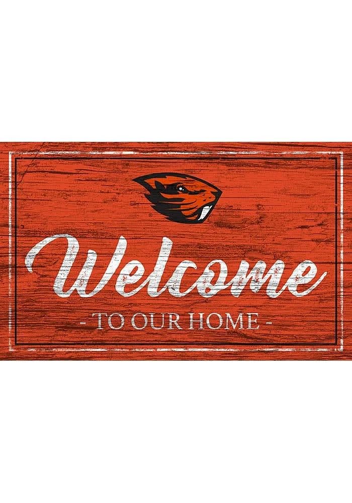Oregon State Beavers Team Welcome 11x19 Sign - Orange
