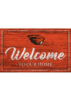 Oregon State Beavers Team Welcome 11x19 Sign - Orange
