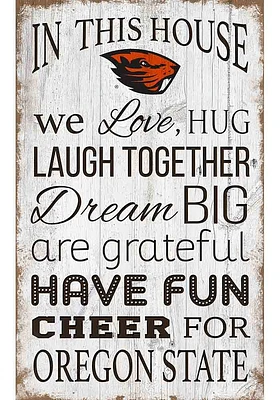 Oregon State Beavers In This House 11x19 Sign - Orange