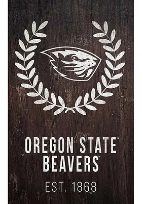 Oregon State Beavers Laurel Wreath Sign - Orange