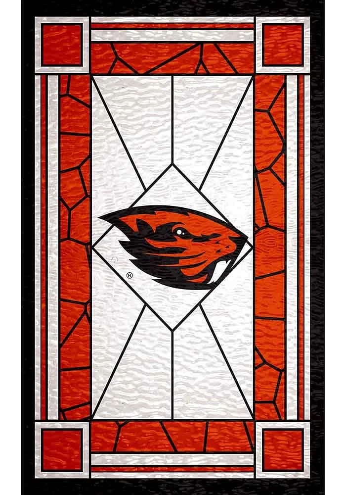 Oregon State Beavers Stained Glass Sign - Orange