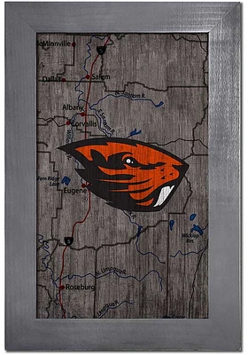 Oregon State Beavers City Map Sign - Orange