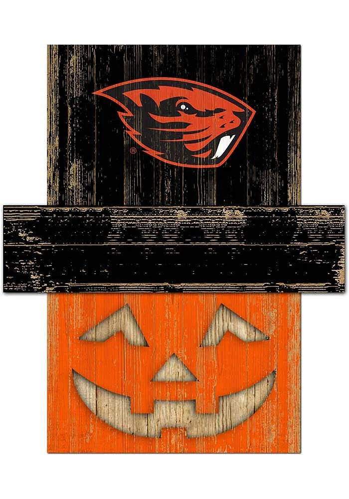Oregon State Beavers Pumpkin Head Sign - Orange