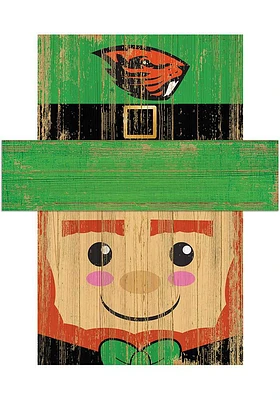 Oregon State Beavers Leprechaun Head Sign - Orange
