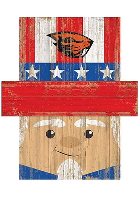Oregon State Beavers Patriotic Head Sign - Orange
