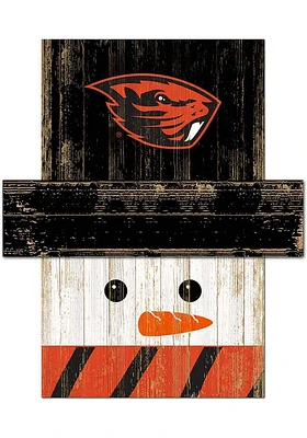 Oregon State Beavers Snowman Head Sign - Orange