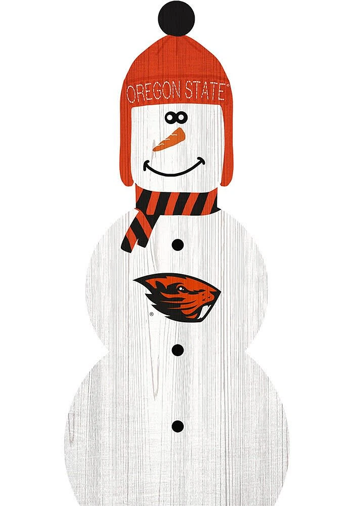 Oregon State Beavers Snowman Leaner Sign - Orange
