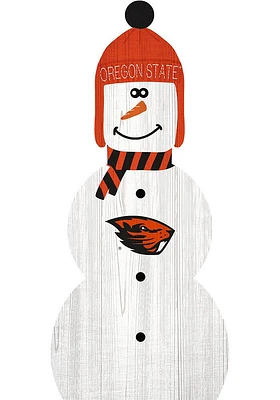 Oregon State Beavers Snowman Leaner Sign - Orange
