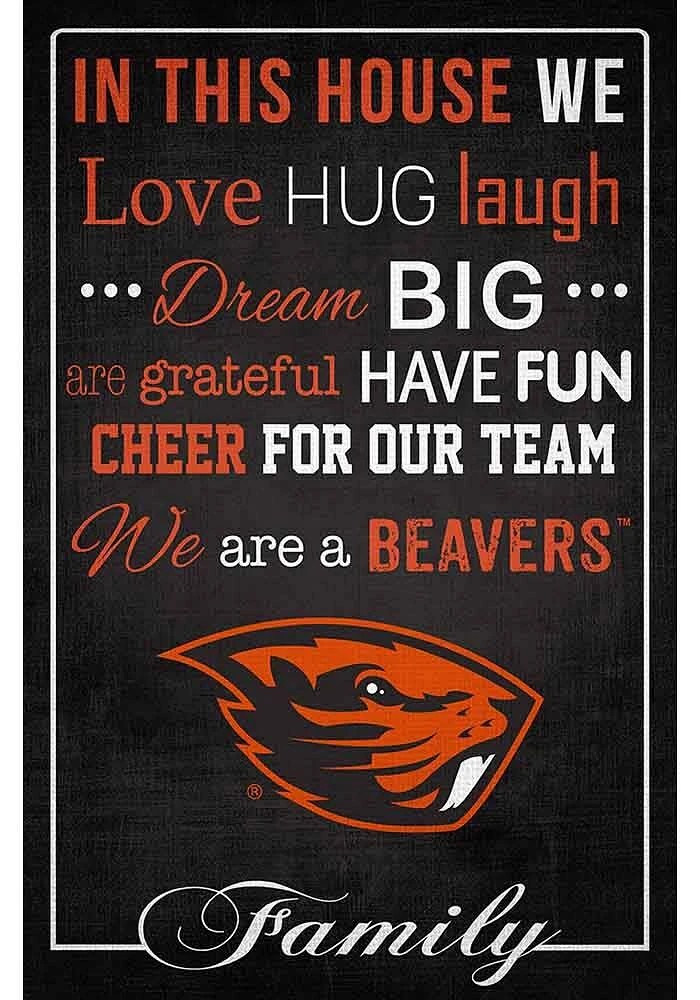 Oregon State Beavers In This House 17x26 Sign - Orange