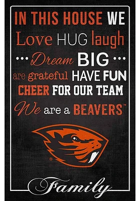 Oregon State Beavers In This House 17x26 Sign - Orange
