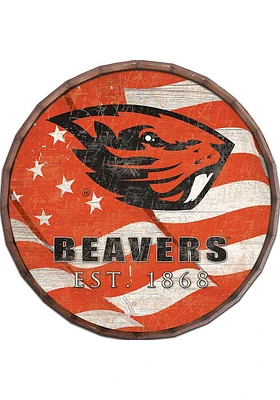 Oregon State Beavers Flag 24 Inch Barrel Top Sign - Orange