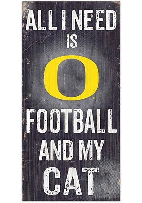 Oregon Ducks Football and My Cat Sign - Green
