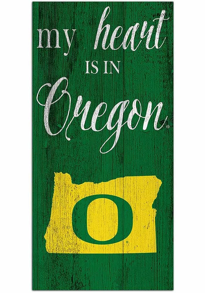 Oregon Ducks My Heart State Sign - Green