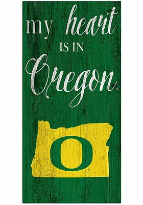 Oregon Ducks My Heart State Sign - Green