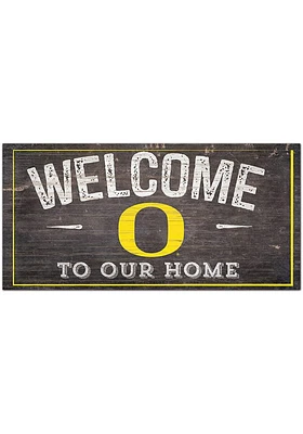 Oregon Ducks Welcome Distressed Sign - Green