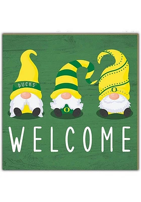 Oregon Ducks Welcome Gnomes Sign - Green
