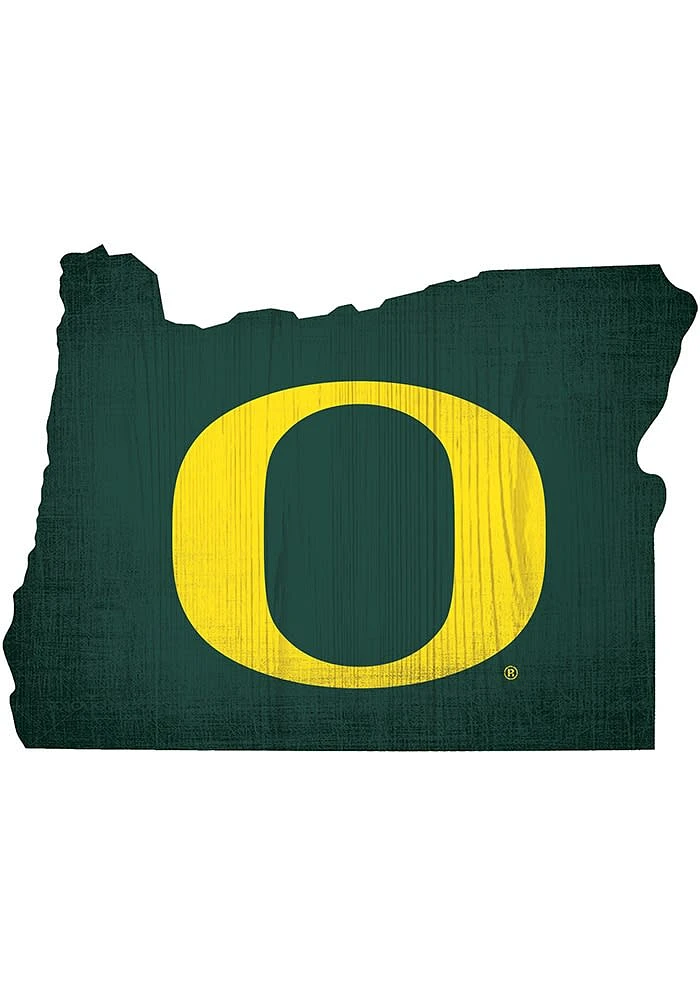 Oregon Ducks State Cutout Sign - Green