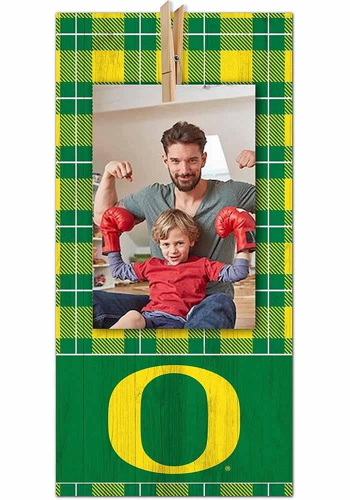 Oregon Ducks Plaid Clothespin Sign - Green