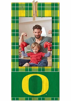 Oregon Ducks Plaid Clothespin Sign - Green