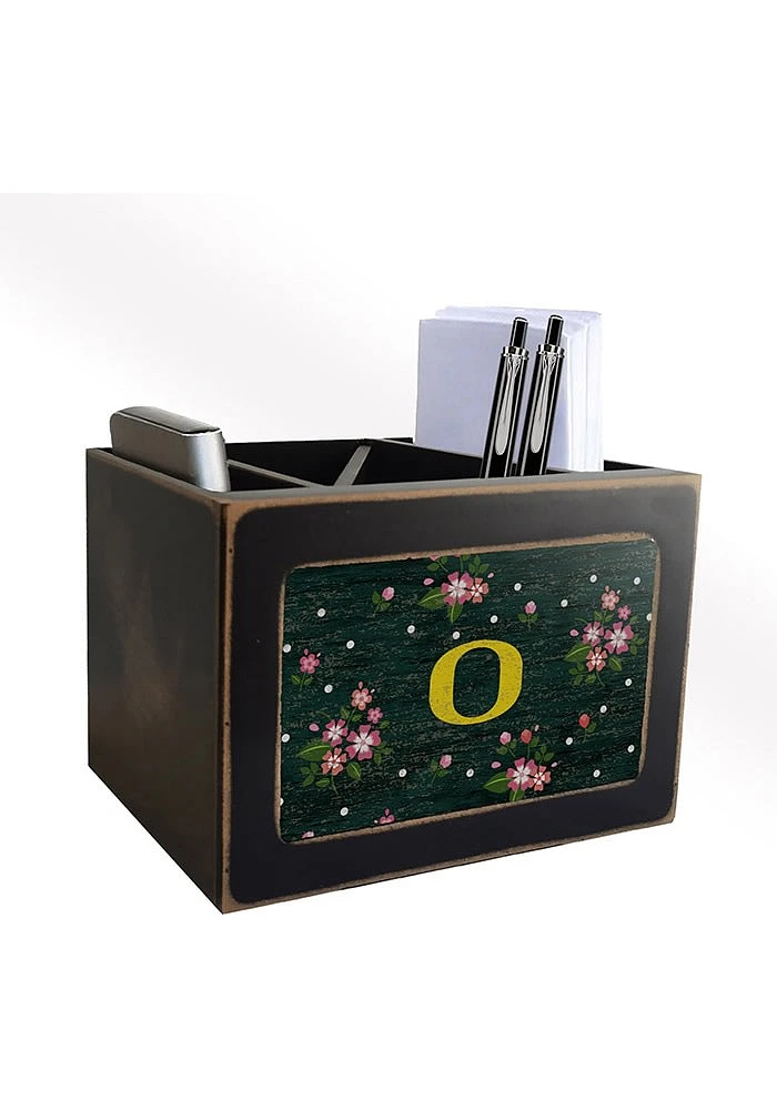 Green Oregon Ducks Floral Desktop Organizer Desk Accessory