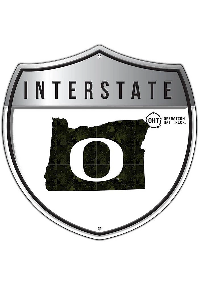 Oregon Ducks 24in OHT Camo Interstate Sign - Green