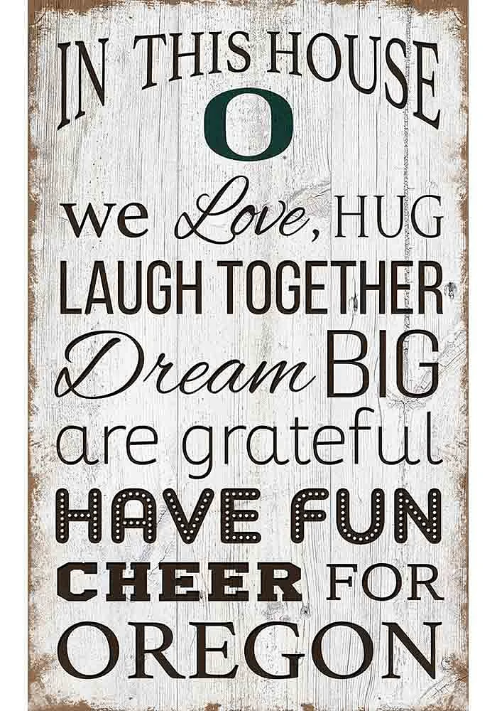 Oregon Ducks In This House 11x19 Sign - Green