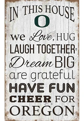Oregon Ducks In This House 11x19 Sign - Green