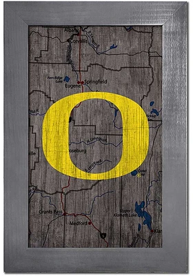 Oregon Ducks City Map Sign - Green