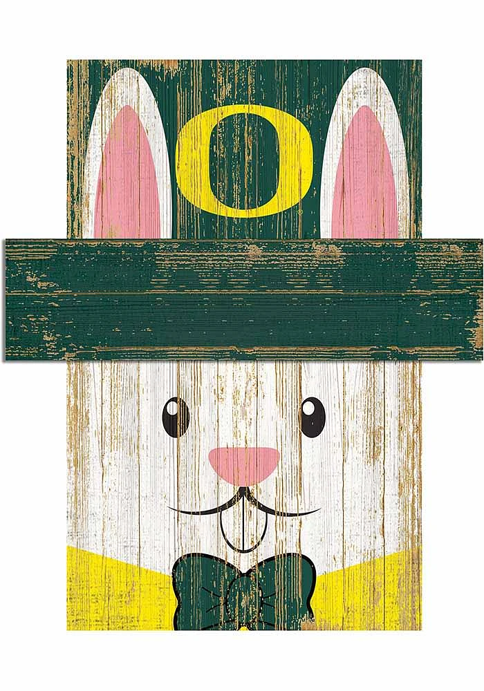 Oregon Ducks Easter Bunny Head Sign - Green