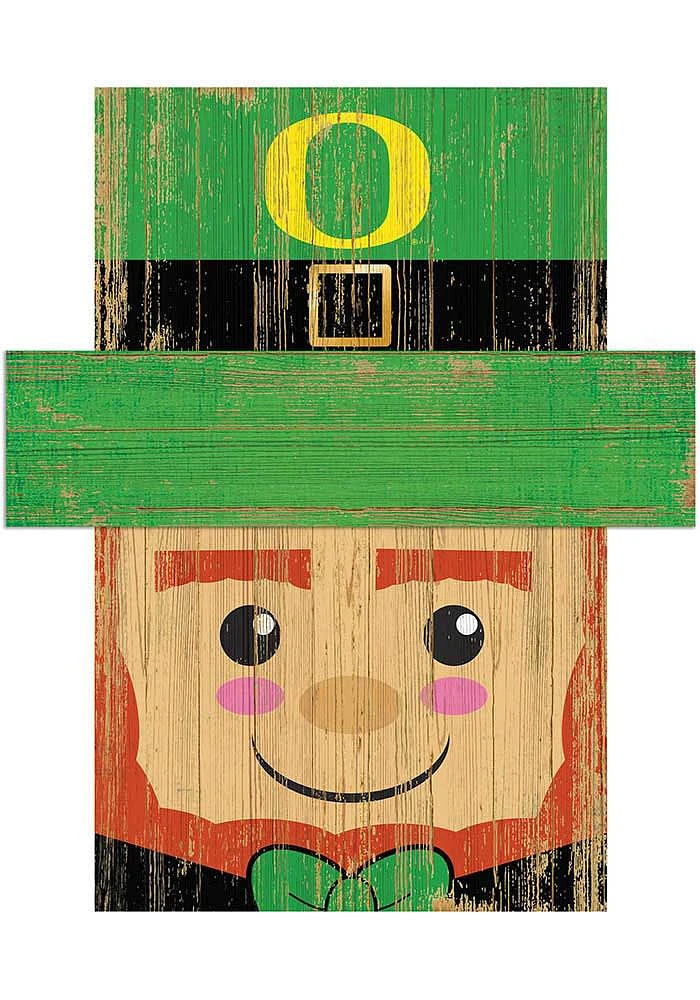 Oregon Ducks Leprechaun Head Sign - Green