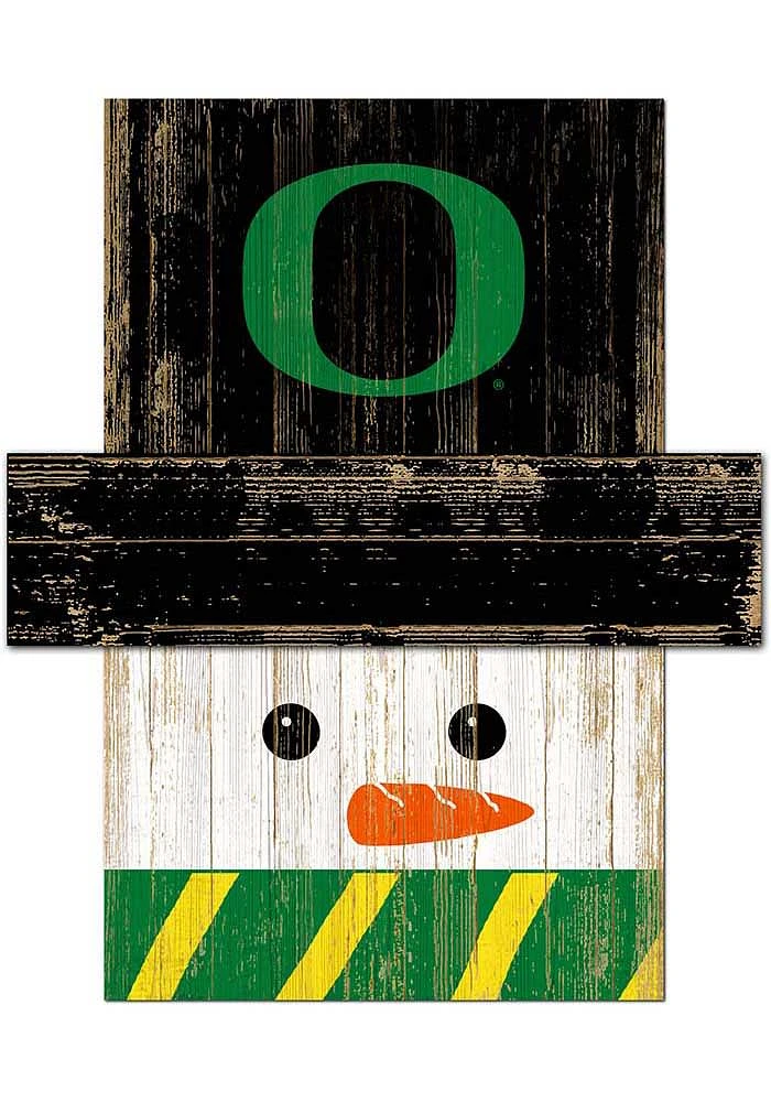 Oregon Ducks Snowman Head Sign - Green