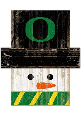 Oregon Ducks Snowman Head Sign - Green