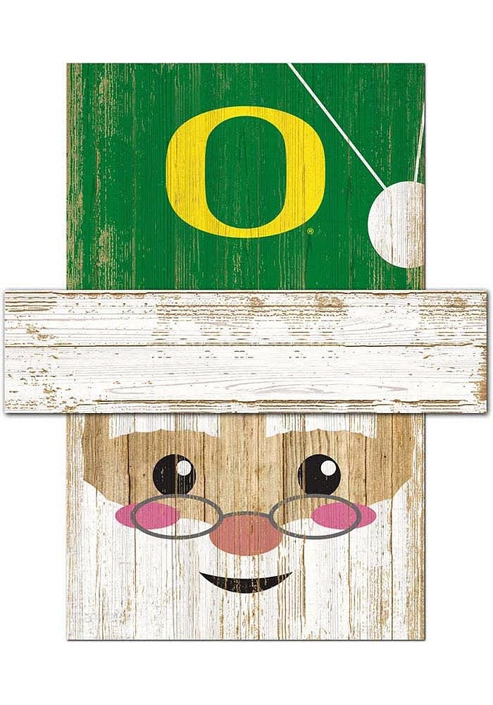 Oregon Ducks Santa Head Sign - Green
