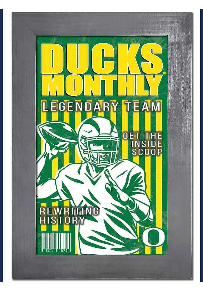 Oregon Ducks 11x19 Framed Monthly Sign - Green