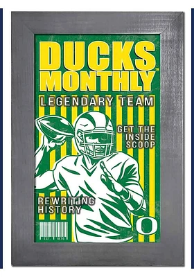 Oregon Ducks 11x19 Framed Monthly Sign - Green