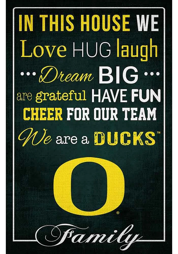 Oregon Ducks In This House 17x26 Sign - Green