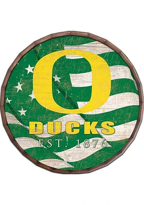 Oregon Ducks Flag 24 Inch Barrel Top Sign - Green