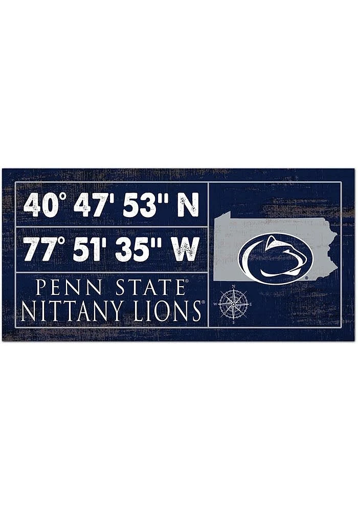 Penn State Nittany Lions Horizontal Coordinate Sign - Blue