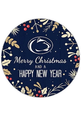 Penn State Nittany Lions Merry Christmas and New Year Circle Sign - Blue