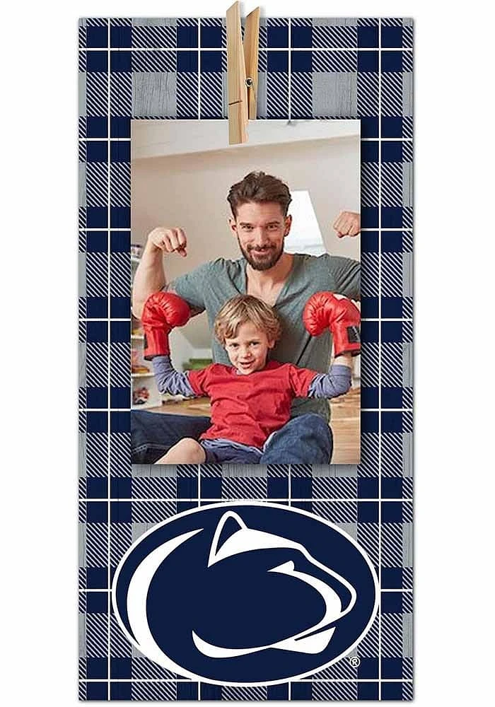 Penn State Nittany Lions Plaid Clothespin Sign - Blue