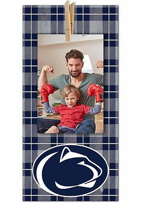 Penn State Nittany Lions Plaid Clothespin Sign - Blue