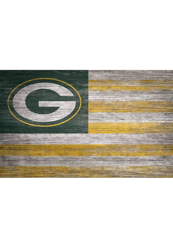 Green Bay Packers Distressed Flag 11x19 Sign - Green