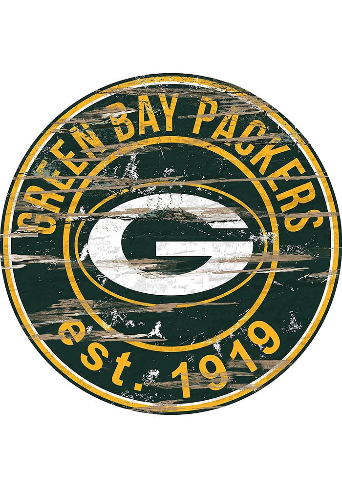 Green Bay Packers Established Date Circle 24 Inch Sign - Green
